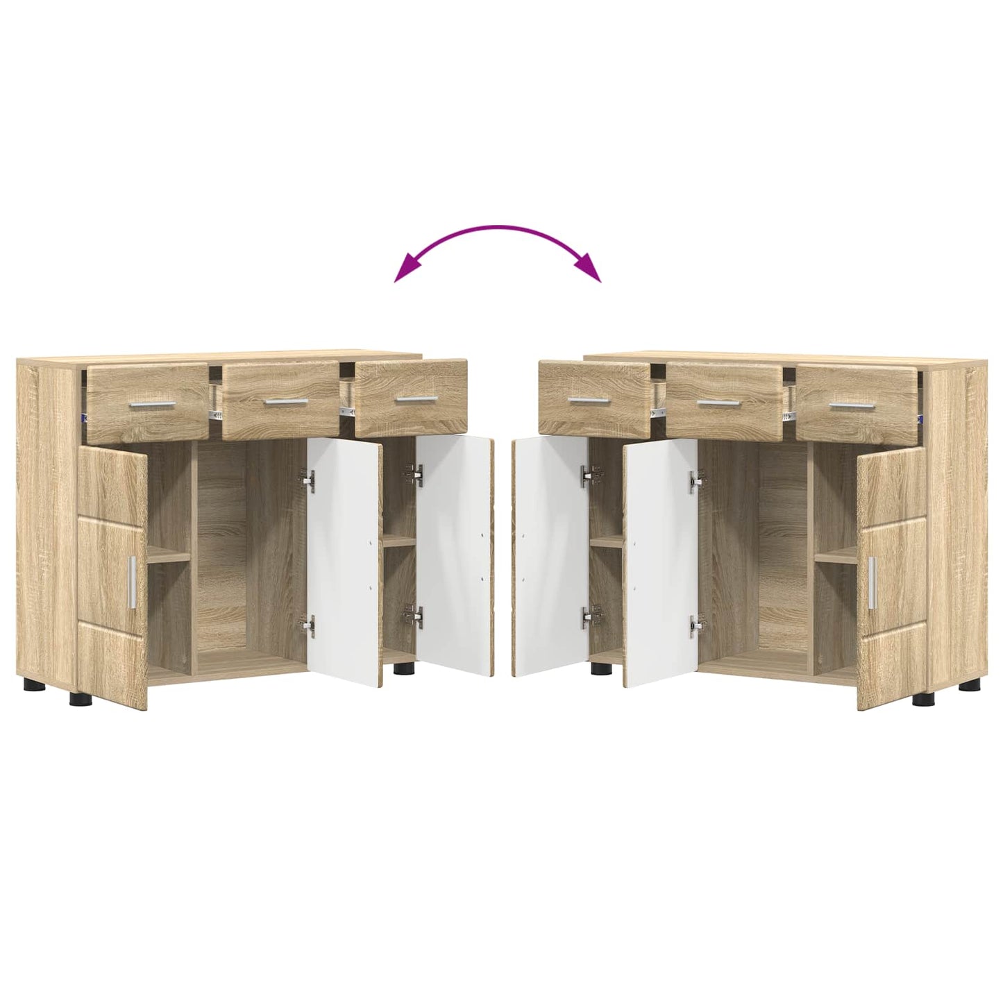Sideboard FLORIN Sonoma Oak 88.5 x 30.5 x 73 cm Engineered Wood
