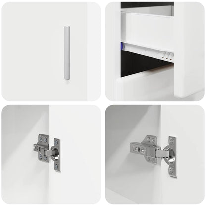 Sideboard with Door FLORIN High Gloss White 88.5 x 30.5 x 73 cm
