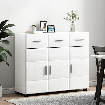 Sideboard with Door FLORIN High Gloss White 88.5 x 30.5 x 73 cm