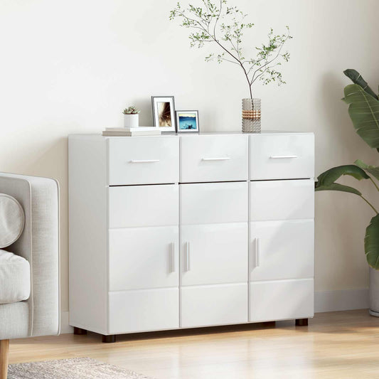 Sideboard FLORIN 88.5 x 30.5 x 73 cm High Gloss White
