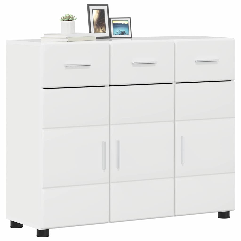 Sideboard with Door FLORIN High Gloss White 88.5 x 30.5 x 73 cm