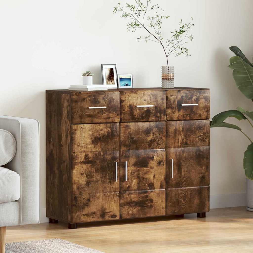 Sideboard FLORIN Smoked Oak 88.5 x 30.5 x 73 cm Engineered Wood