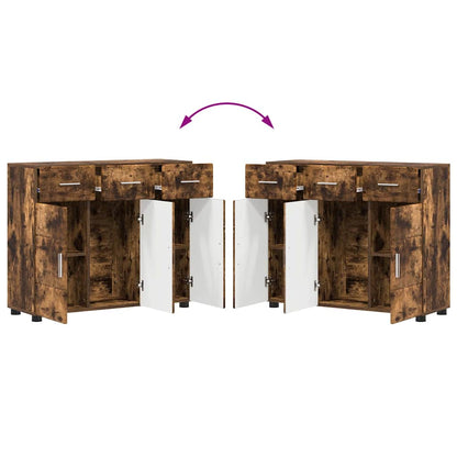 Sideboard FLORIN Smoked Oak 88.5 x 30.5 x 73 cm Engineered Wood