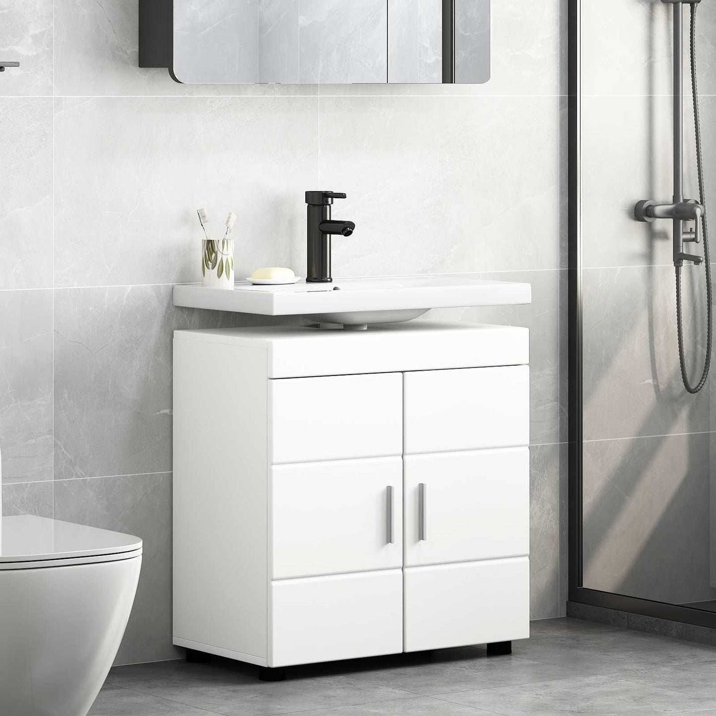 Bathroom Cabinet Set with Storage TULUM White 60 x 34 x 63 cm