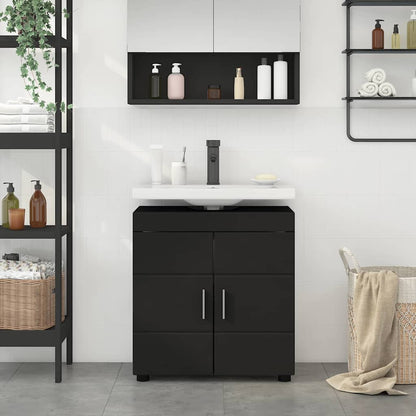 Bathroom Cabinet Set with Storage TULUM Black 60 x 34 x 63 cm