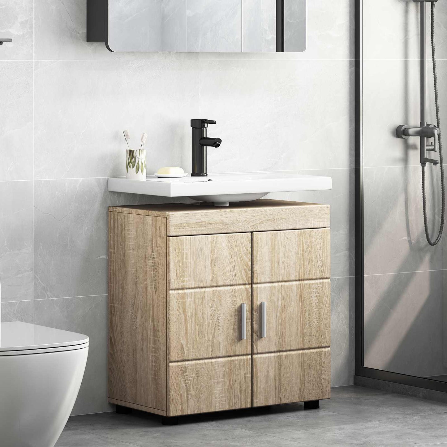 Bathroom Cabinet Set TULUM Sonoma Oak 60 x 34 x 63 cm