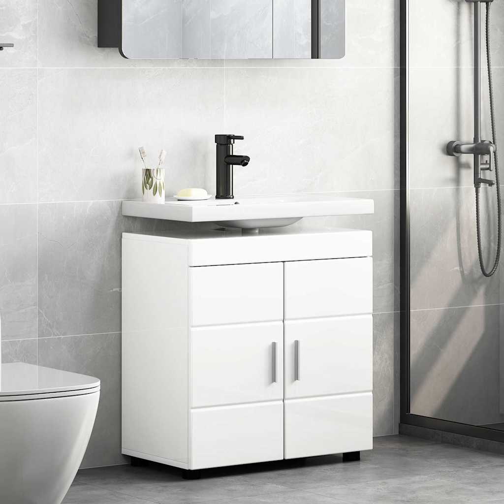 Bathroom Cabinet Set TULUM High Gloss White 60 x 34 x 63 cm