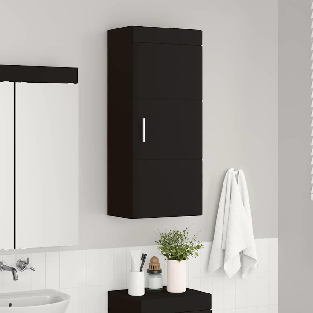 Bathroom Wall Cabinet with Shelf TULUM Black 37 x 24.5 x 86 cm