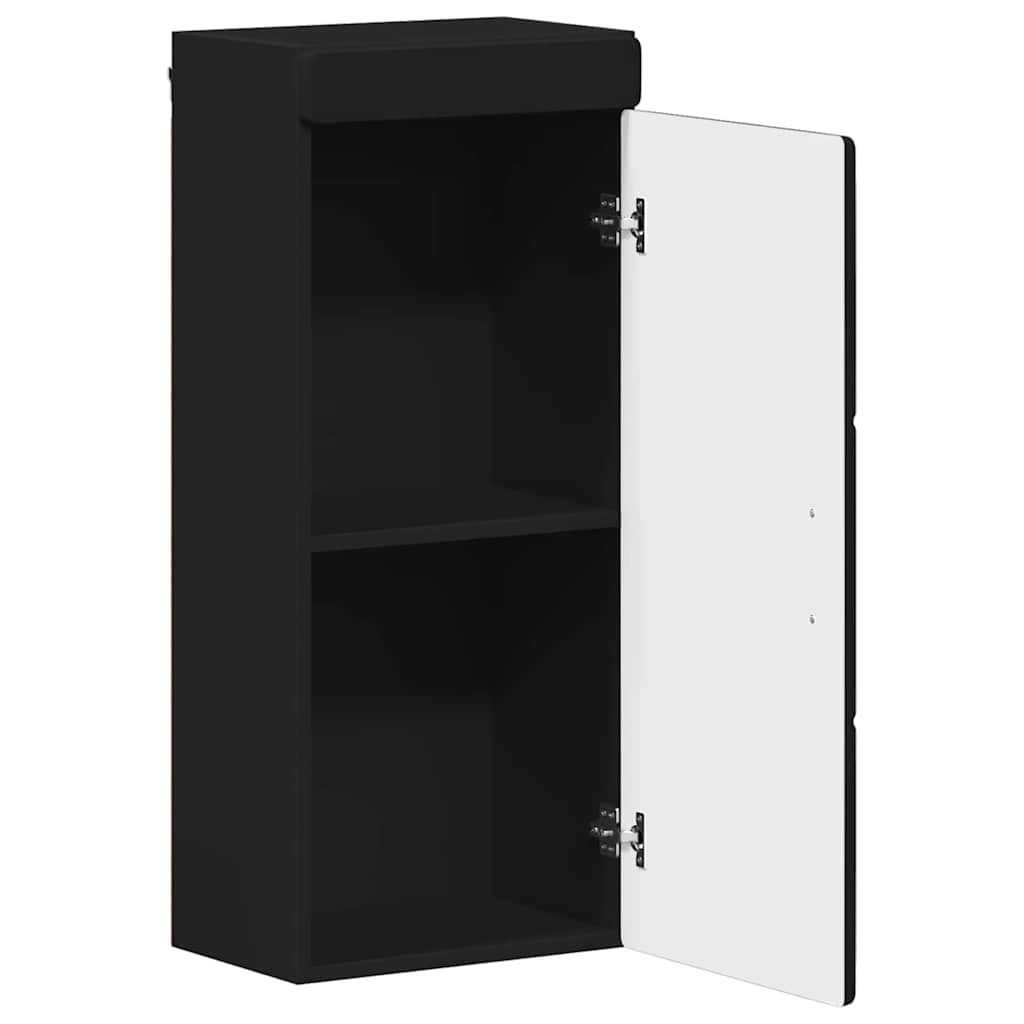 Bathroom Wall Cabinet with Shelf TULUM Black 37 x 24.5 x 86 cm
