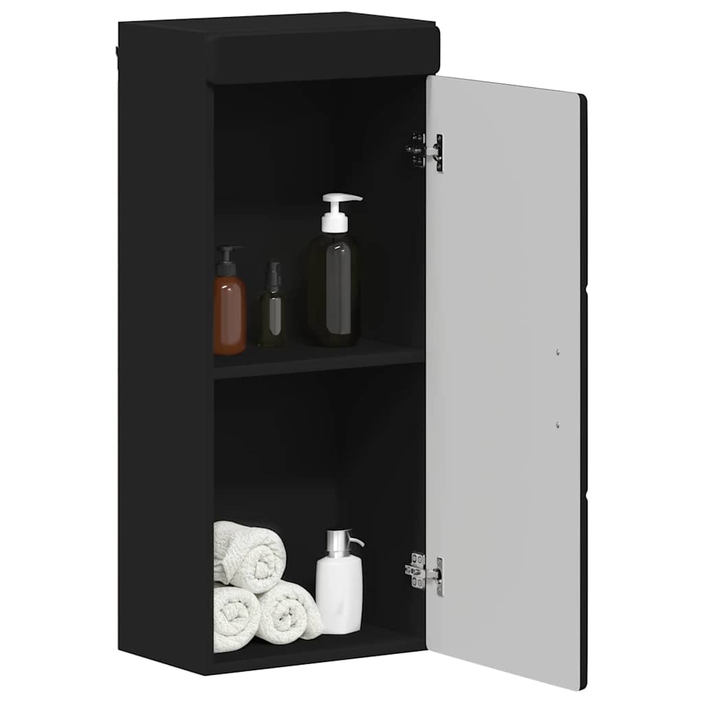 Bathroom Wall Cabinet with Shelf TULUM Black 37 x 24.5 x 86 cm