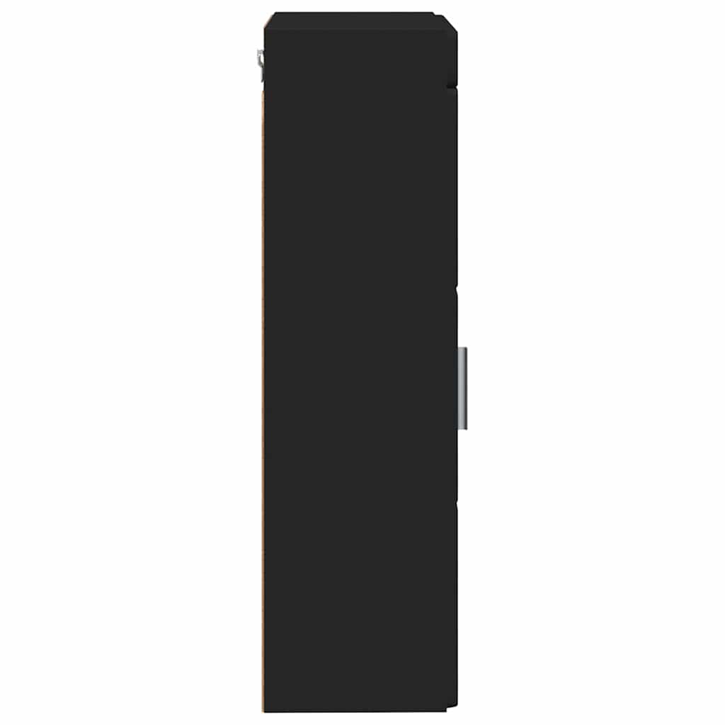 Bathroom Wall Cabinet with Shelf TULUM Black 37 x 24.5 x 86 cm