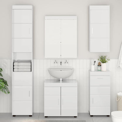 Bathroom Wall Cabinet TULUM High Gloss White 37 x 24.5 x 86 cm