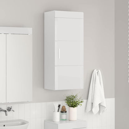 Bathroom Wall Cabinet TULUM High Gloss White 37 x 24.5 x 86 cm