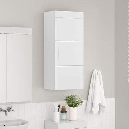 Bathroom Wall Cabinet TULUM High Gloss White 37 x 24.5 x 86 cm