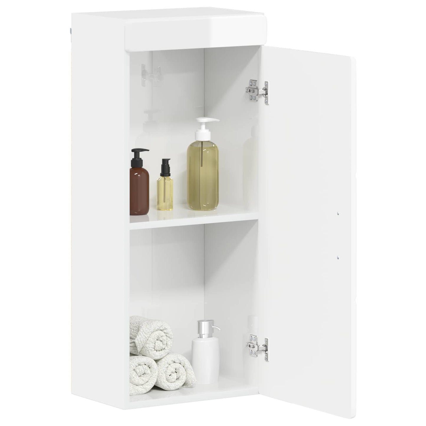 Bathroom Wall Cabinet TULUM High Gloss White 37 x 24.5 x 86 cm
