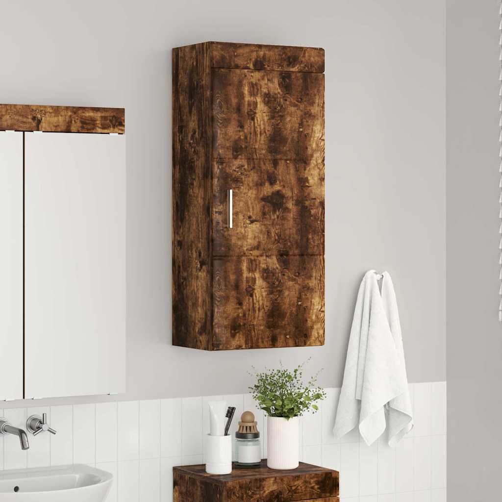 Bathroom Wall Cabinet TULUM Smoked Oak 37 x 24.5 x 86 cm