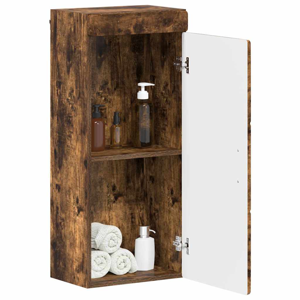 Bathroom Wall Cabinet TULUM Smoked Oak 37 x 24.5 x 86 cm