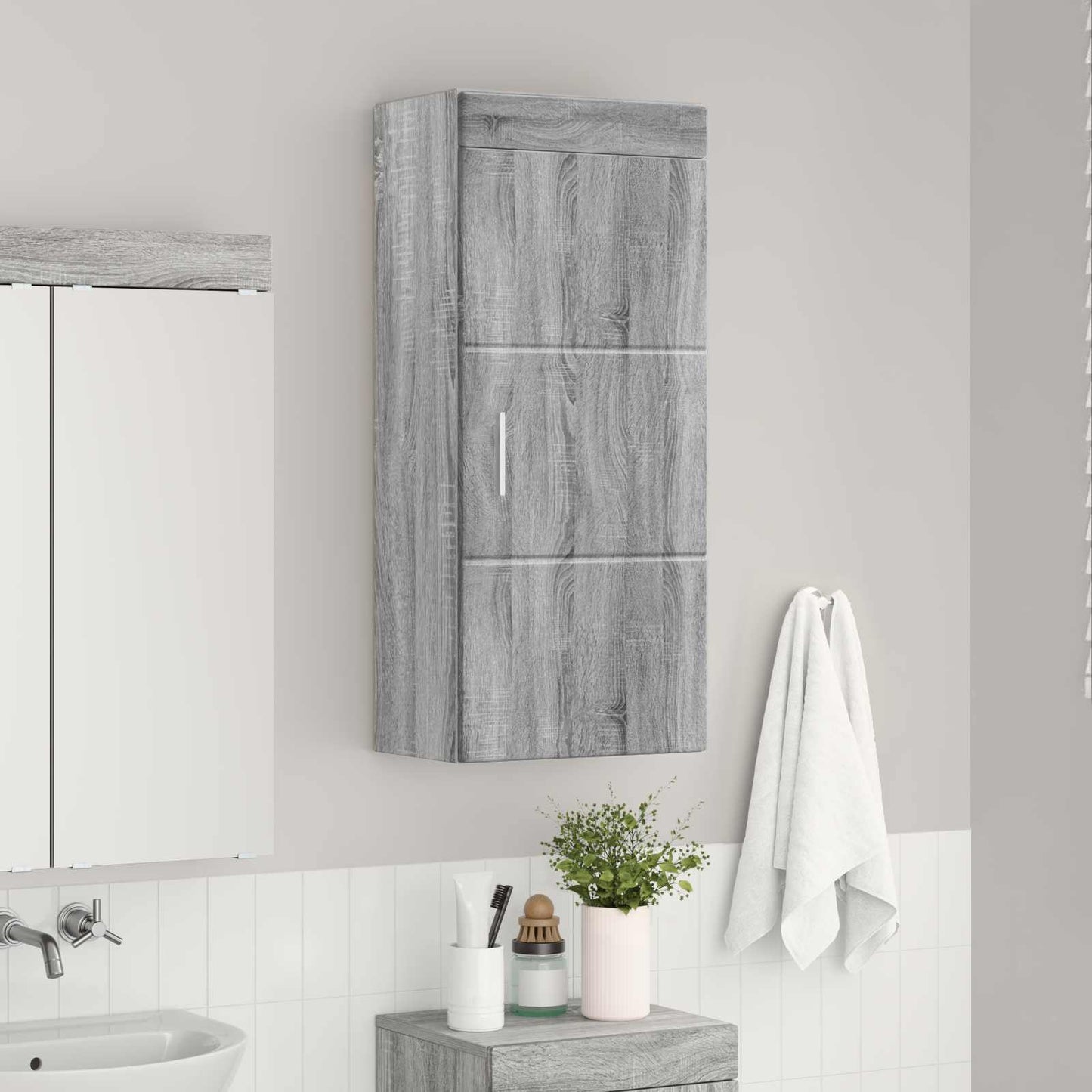 Bathroom Wall Cabinet TULUM Grey Sonoma 37 x 24.5 x 86 cm