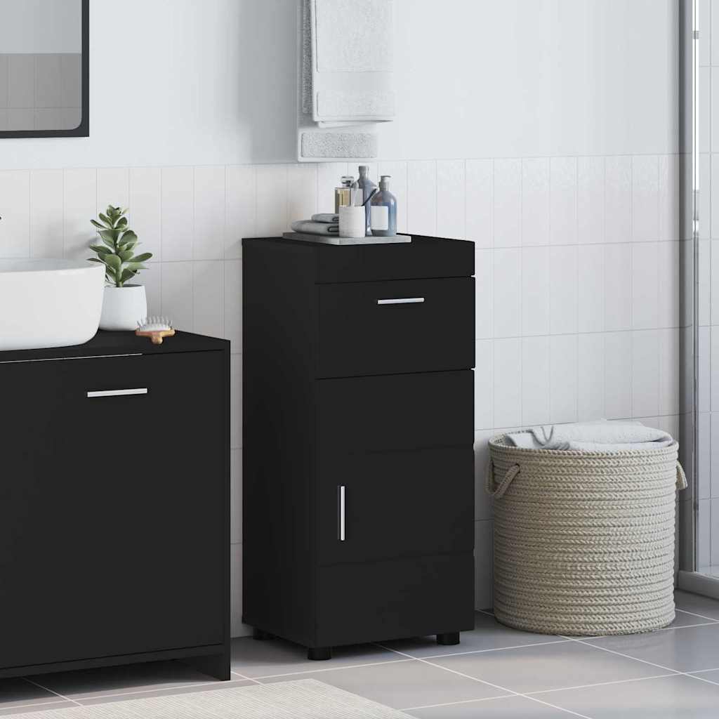 Bathroom Cabinet Set with Drawer TULUM Black 37 x 31.5 x 82 cm
