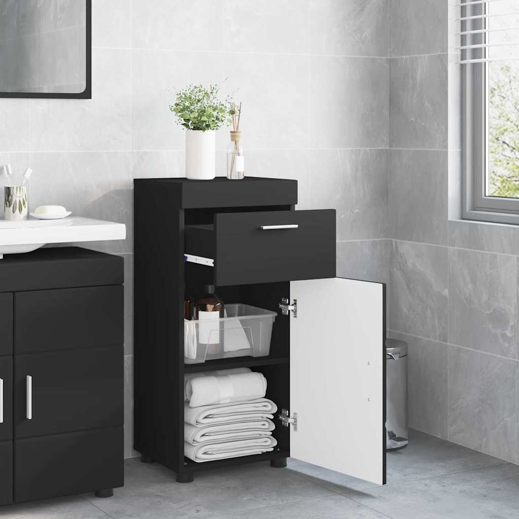 Bathroom Cabinet Set with Drawer TULUM Black 37 x 31.5 x 82 cm