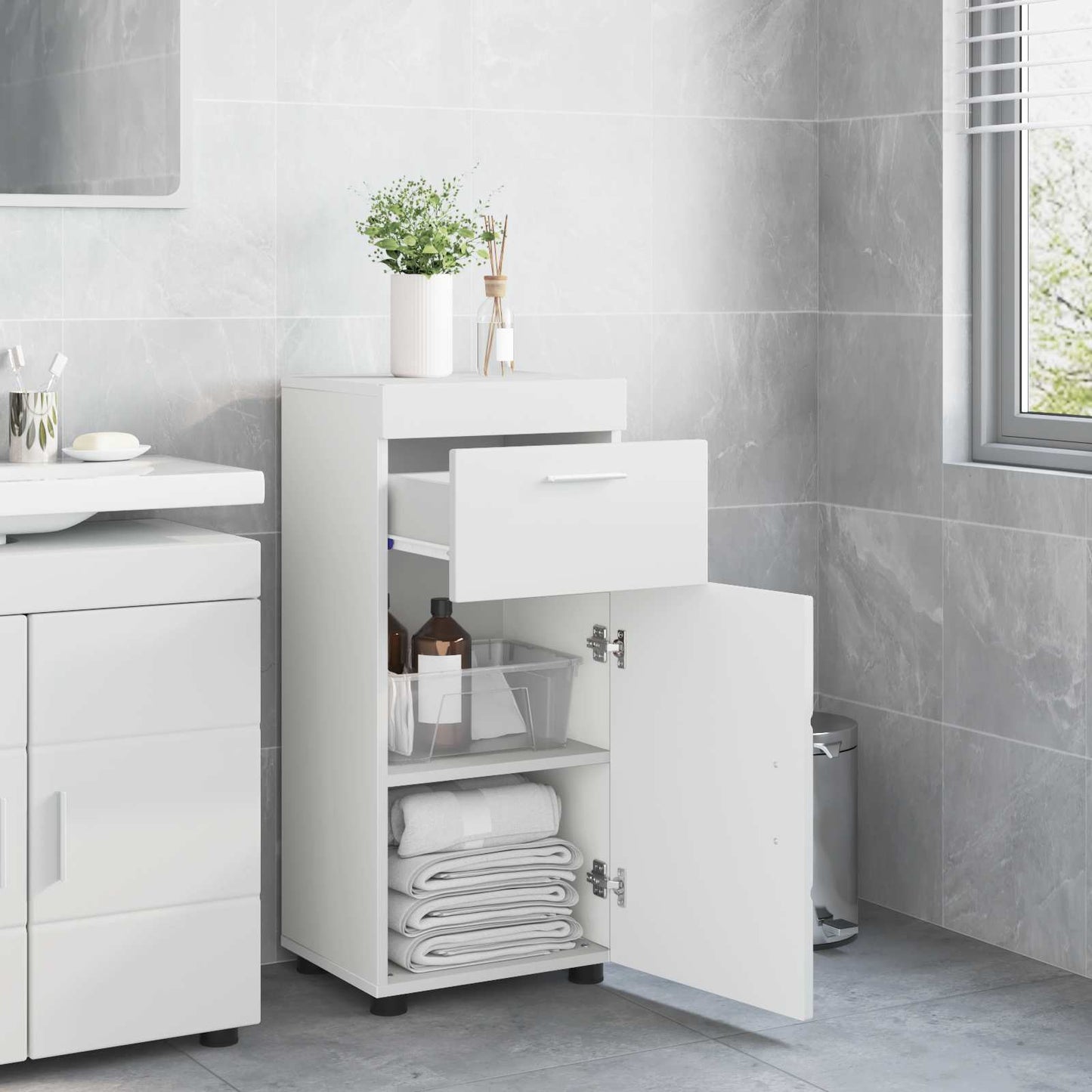 Bathroom Cabinet Set TULUM High Gloss White 37 x 31.5 x 82 cm