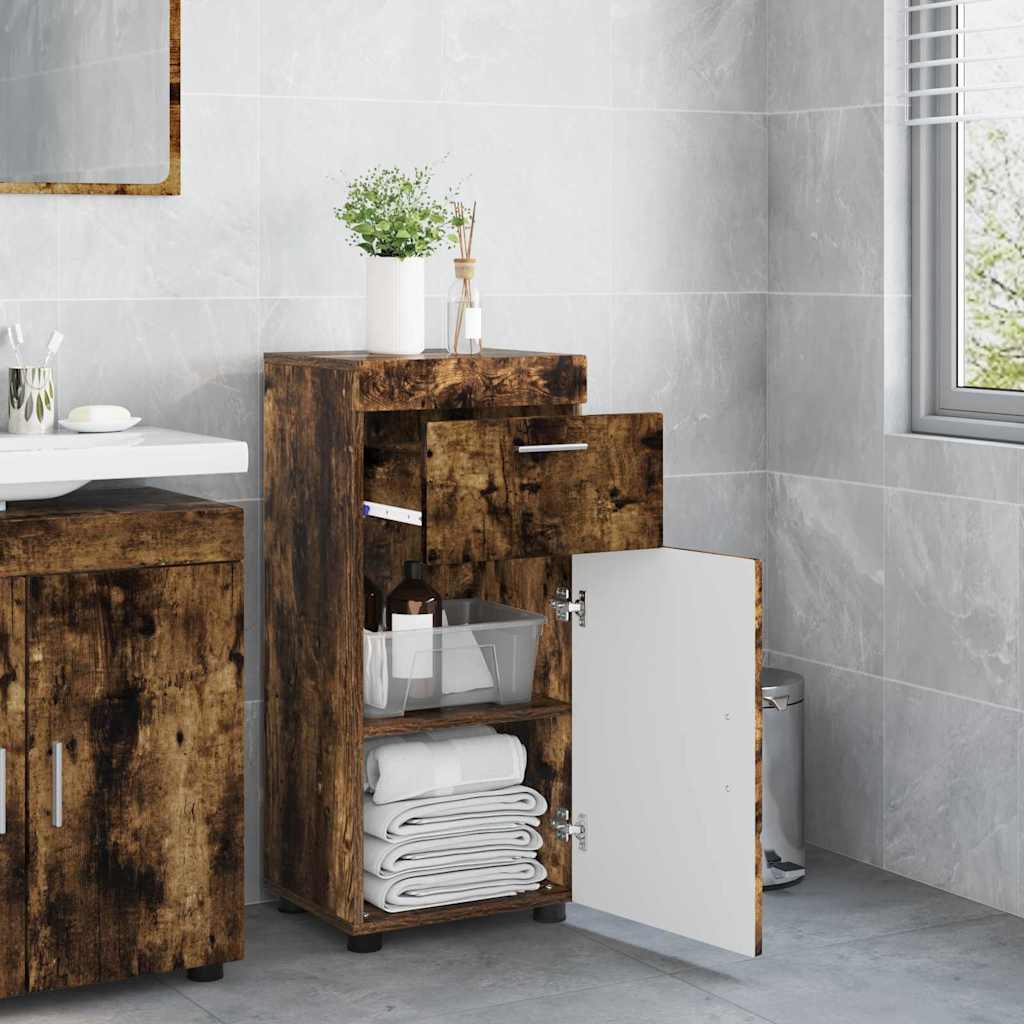 Bathroom Cabinet Set TULUM Smoked Oak 37 x 31.5 x 82 cm