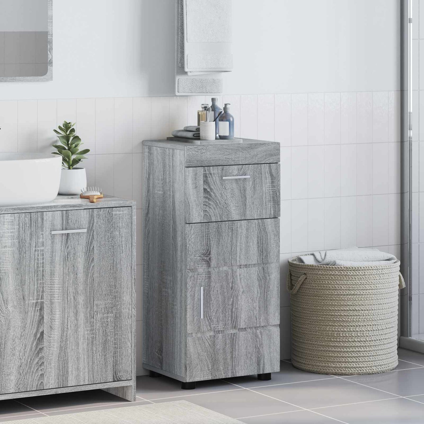 Bathroom Cabinet Set TULUM Grey Sonoma 37 x 31.5 x 82 cm