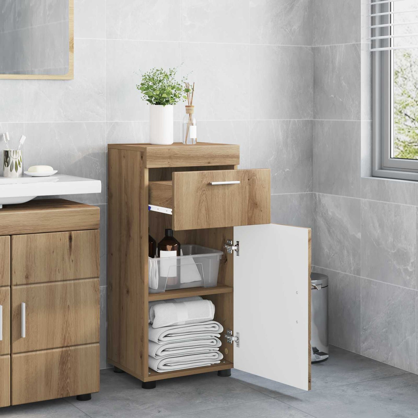Bathroom Cabinet Set TULUM Artisan Oak 37 x 31.5 x 82 cm