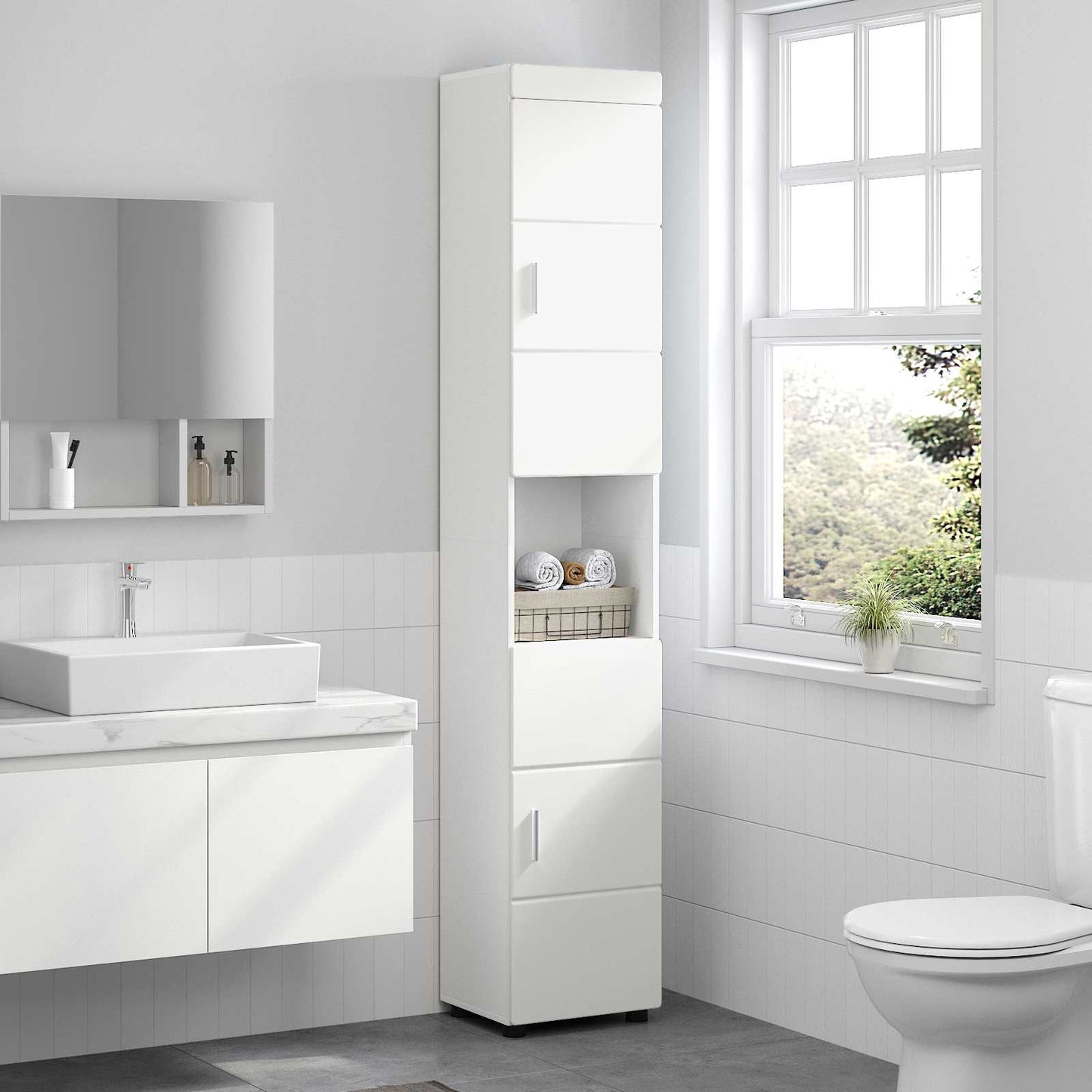 Bathroom Cabinet Set TULUM White 37 x 31.5 x 203 cm