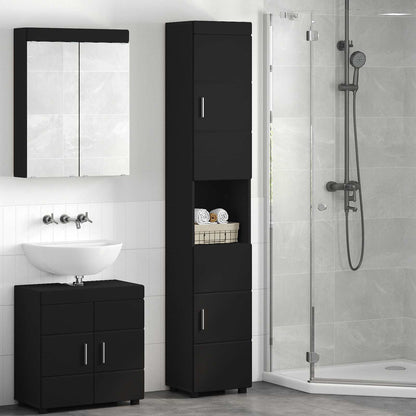 Bathroom Cabinet Set TULUM Black 37 x 31.5 x 203 cm