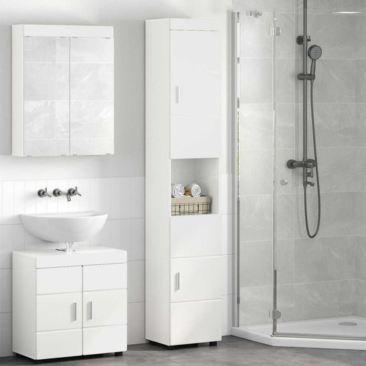 Bathroom Cabinet Set TULUM High Gloss White 37 x 31.5 x 203 cm