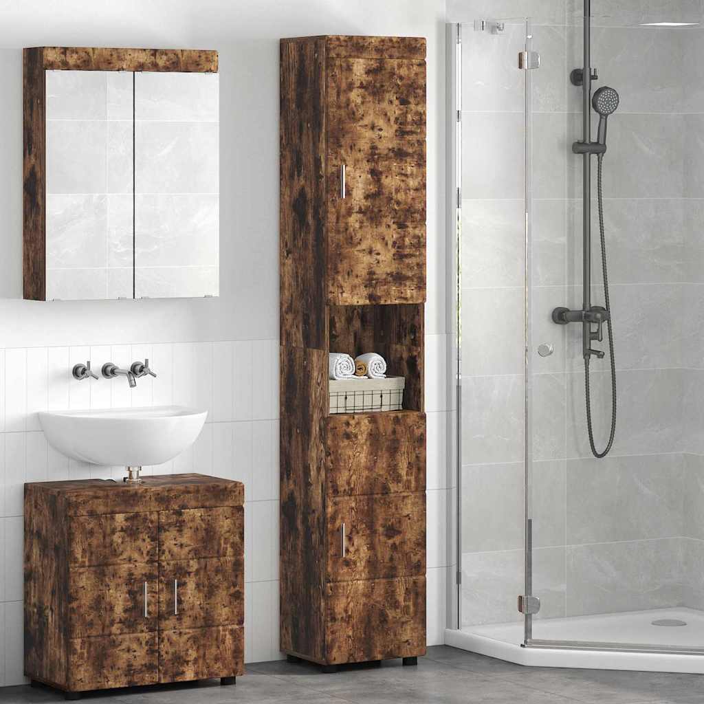 Bathroom Cabinet Set TULUM Smoked Oak 37 x 31.5 x 203 cm