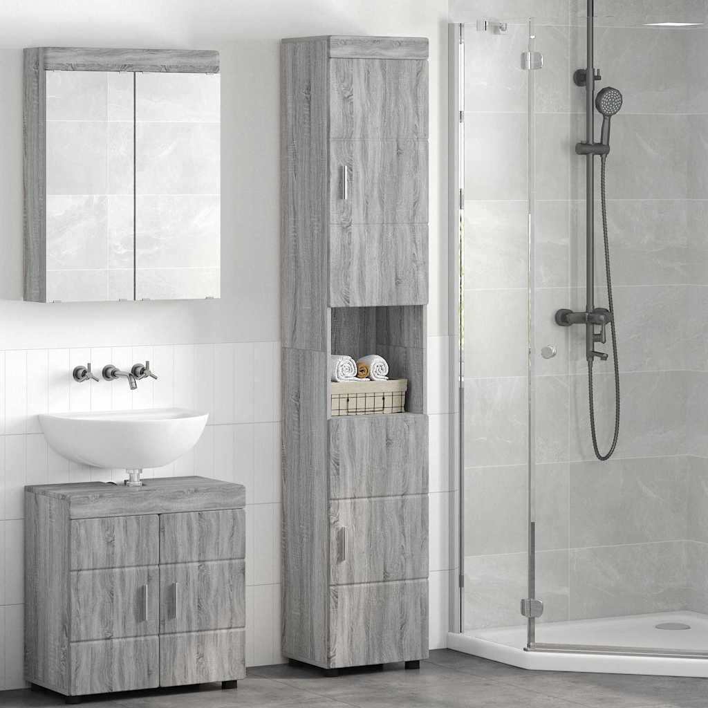 Bathroom Cabinet Set TULUM Grey Sonoma 37 x 31.5 x 203 cm