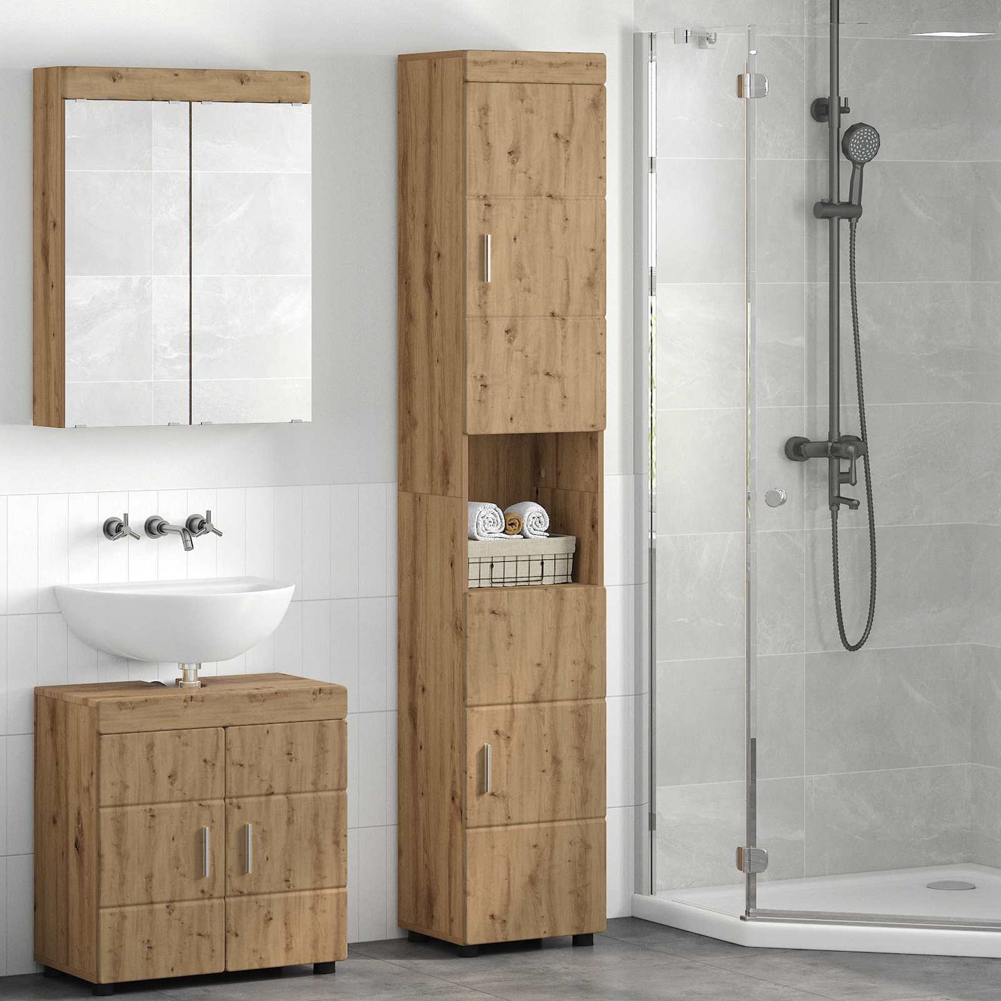 Bathroom Cabinet Set TULUM Artisan Oak 37 x 31.5 x 203 cm