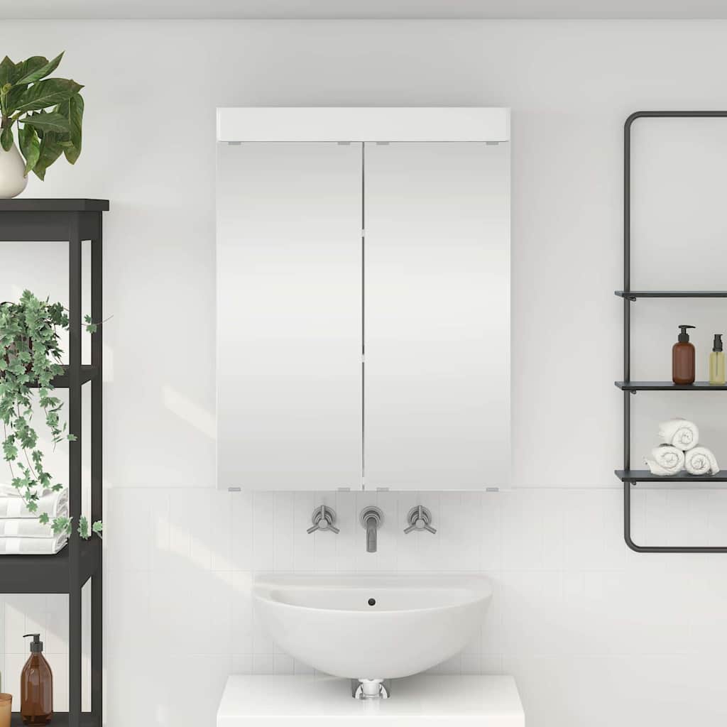 Bathroom Mirror Cabinet TULUM High Gloss White Engineered Wood