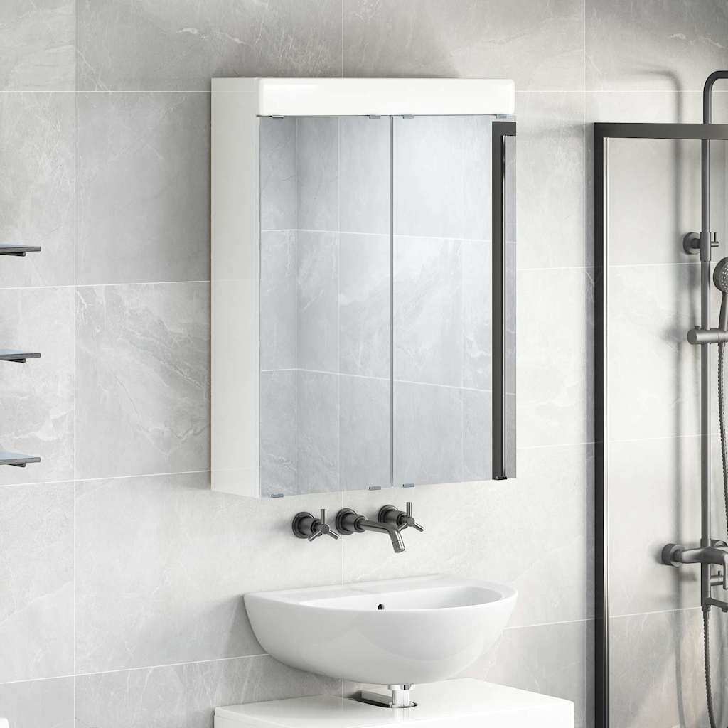 Bathroom Mirror Cabinet TULUM High Gloss White Engineered Wood