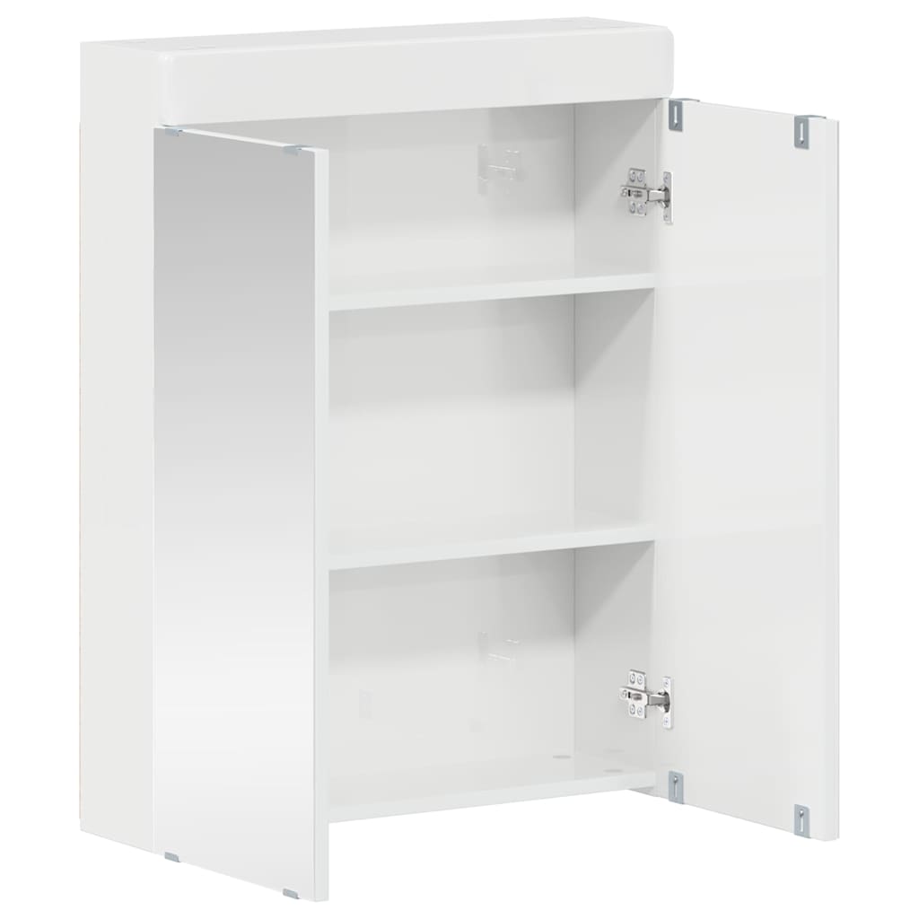 Bathroom Mirror Cabinet TULUM High Gloss White Engineered Wood