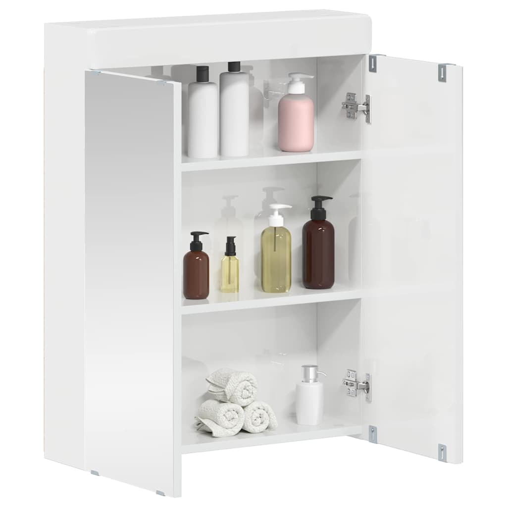 Bathroom Mirror Cabinet TULUM High Gloss White Engineered Wood