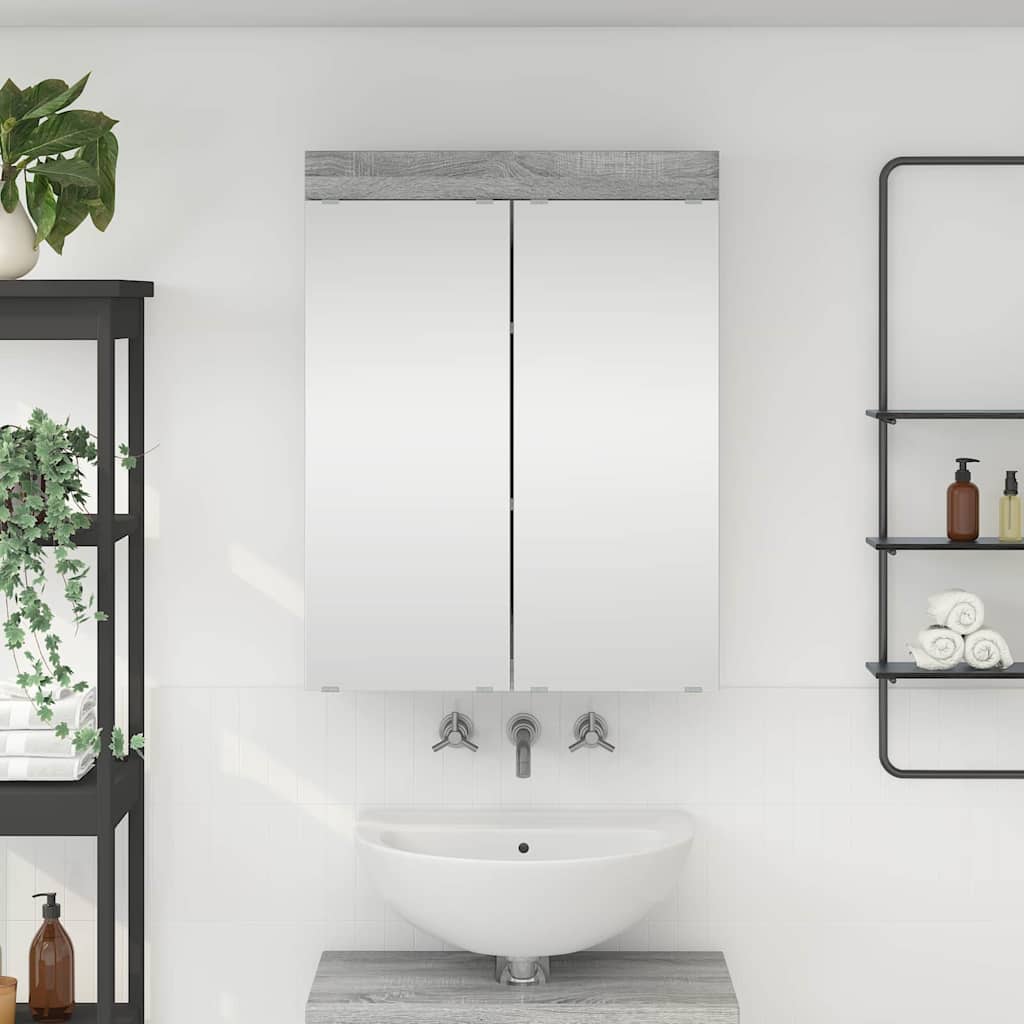 Bathroom Mirror Cabinet TULUM Grey Sonoma 60 x 16.5 x 78 cm