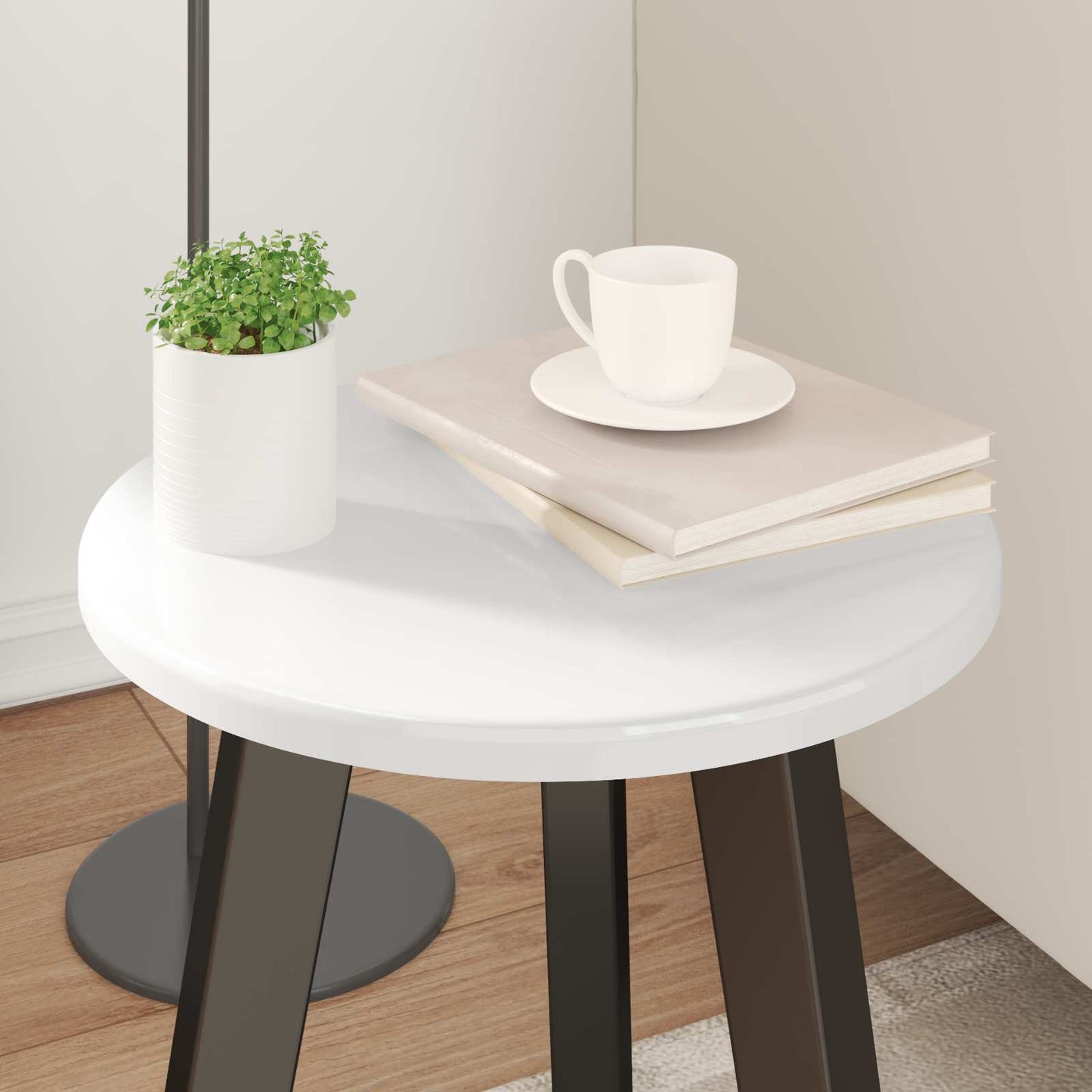 Table Top High gloss white Ø 30 x 1.5 cm Engineered Wood