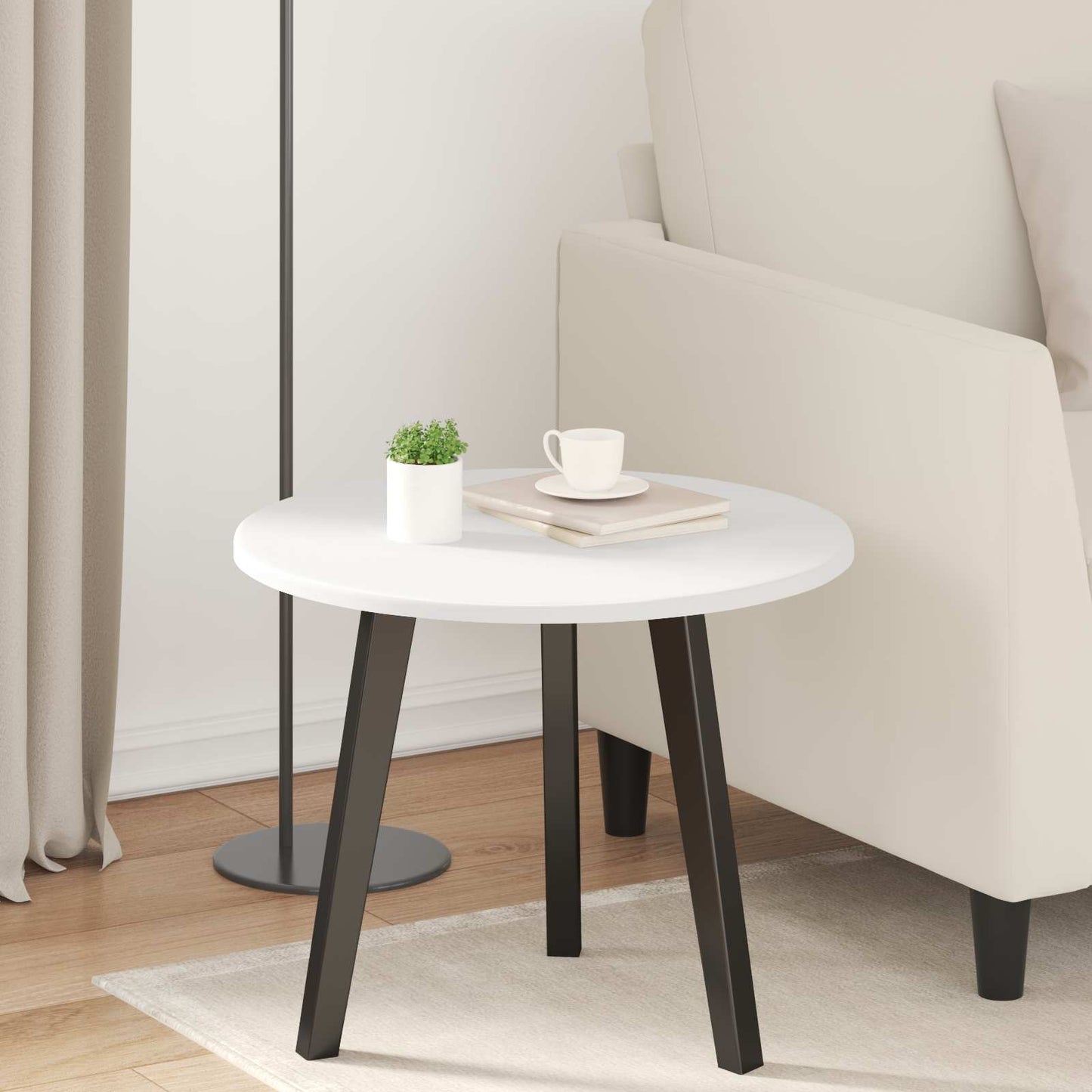 Table Top Ø 50 x 1.5 cm Round Engineered Wood White