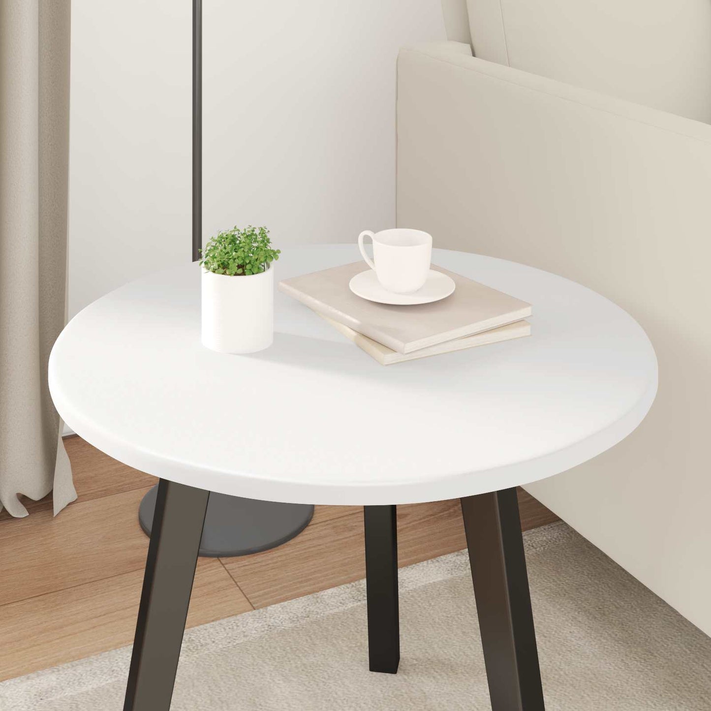 Table Top Ø 50 x 1.5 cm Round Engineered Wood White