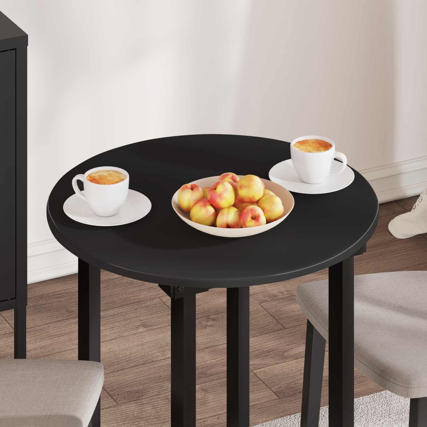 Table Top Ø 60 x 1.5 cm Round Engineered Wood Black