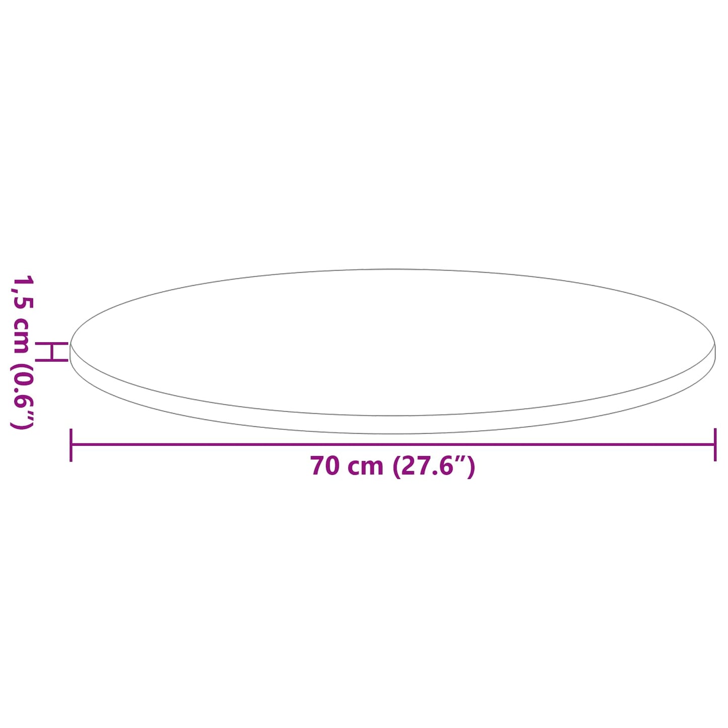Table Top Ø 70 x 1.5 cm Round Engineered Wood Black