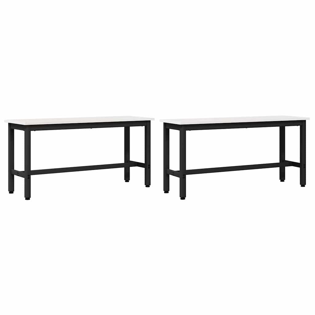 Dining Bench 2 pcs White 100 x 32.5 x 49 cm Solid pine wood