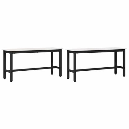 Dining Bench 2 pcs White 100 x 32.5 x 49 cm Solid pine wood