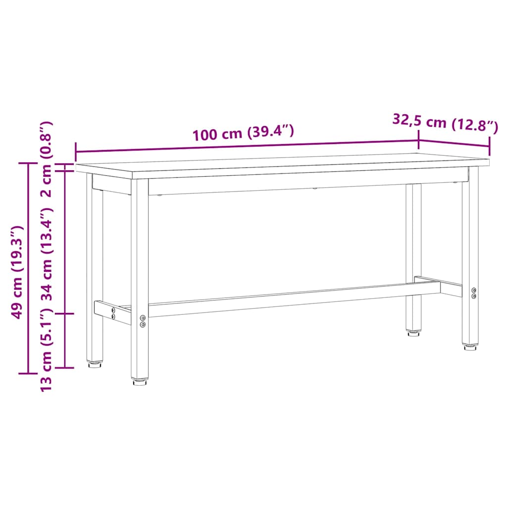 Dining Bench 2 pcs White 100 x 32.5 x 49 cm Solid pine wood