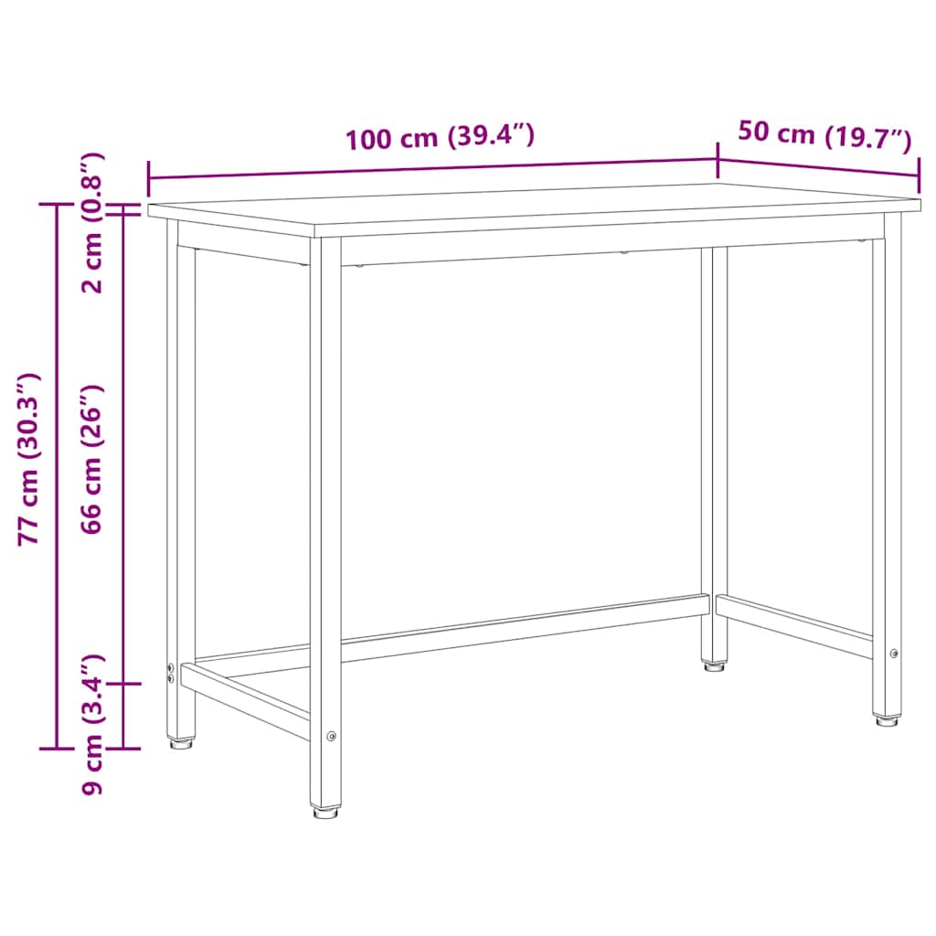 Table White 100 x 50 x 77 cm Engineered Wood and Steel