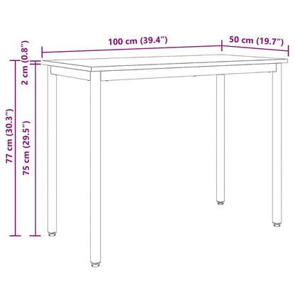Table Natural 100 x 50 x 77 cm Engineered Wood and Steel