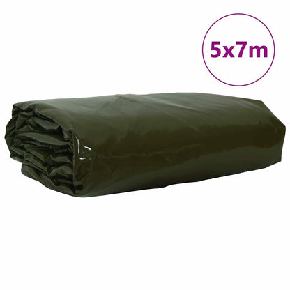 Tarpaulin 650g / m² Olive Green 5 x 7 m Canvas with PVC Coating